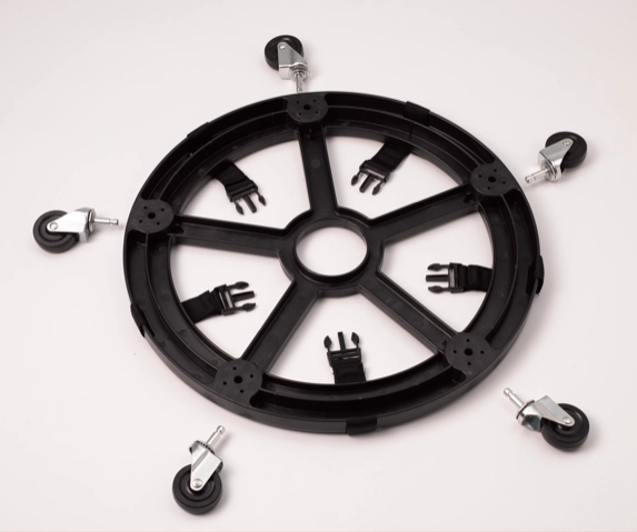 Dolly with detached wheels clips under